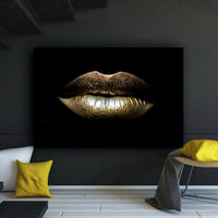 Thumbnail for Wall Art Canvas Black And Gold Sexy Lips Canvas Makeup Art Living Room Canvas Picture Home Art Poster