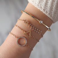 Thumbnail for Trendy Gold Silver Crystal Leaf Moon Arrow Cat Bracelet set for Women Geometric Adjustable Bracelet Bangle Pulseiras