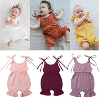 Thumbnail for New Arrivals Newborn Toddler Baby Girls Sleeveless Solid Romper Jumpsuit Outfit