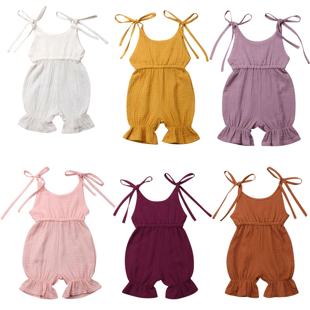 New Arrivals Newborn Toddler Baby Girls Sleeveless Solid Romper Jumpsuit Outfit