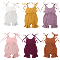 Thumbnail for New Arrivals Newborn Toddler Baby Girls Sleeveless Solid Romper Jumpsuit Outfit