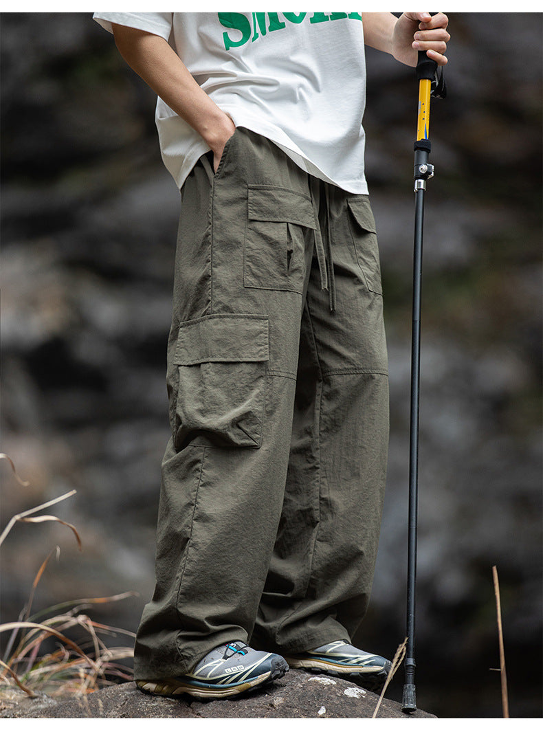 Multi-pocket Design Spring New Drawstring Japanese Outdoor Loose Sports Casual Pants