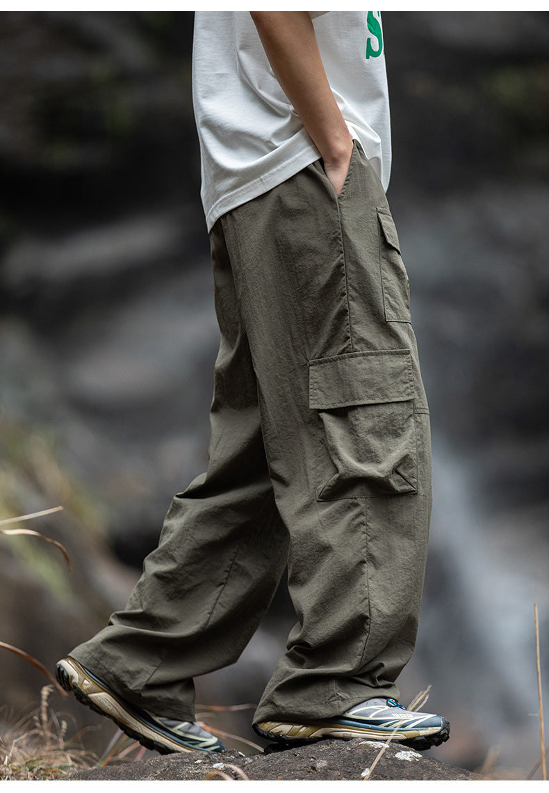 Multi-pocket Design Spring New Drawstring Japanese Outdoor Loose Sports Casual Pants