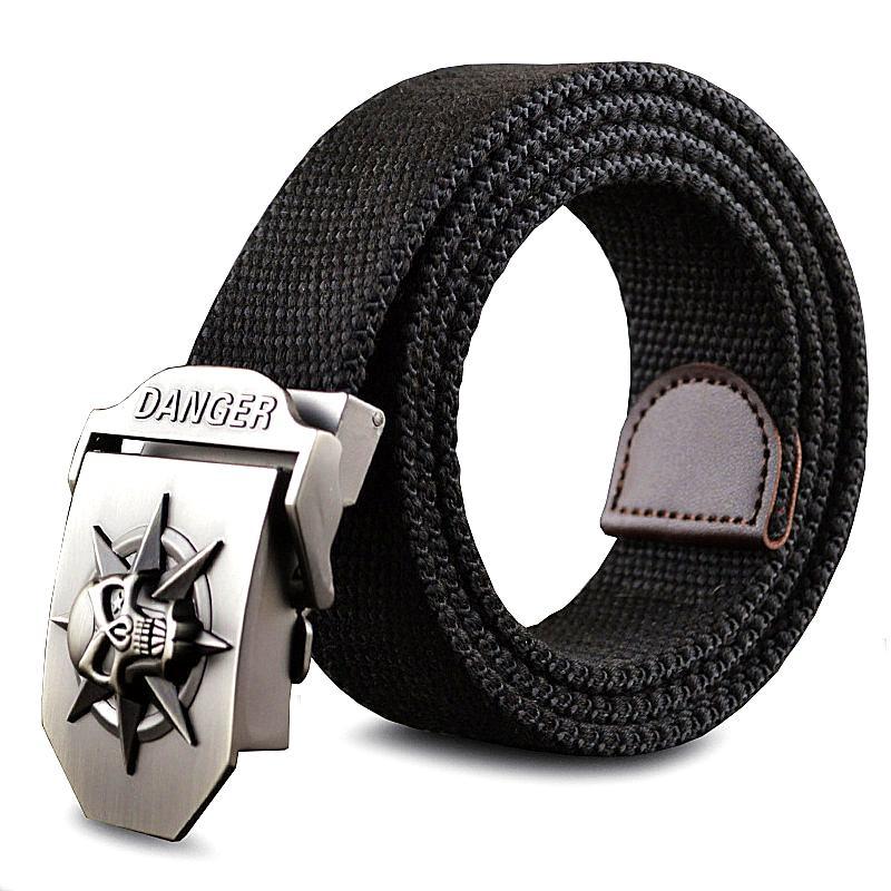 Men Canvas Skull Metal Belt