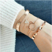 Thumbnail for Trendy Gold Silver Crystal Leaf Moon Arrow Cat Bracelet set for Women Geometric Adjustable Bracelet Bangle Pulseiras