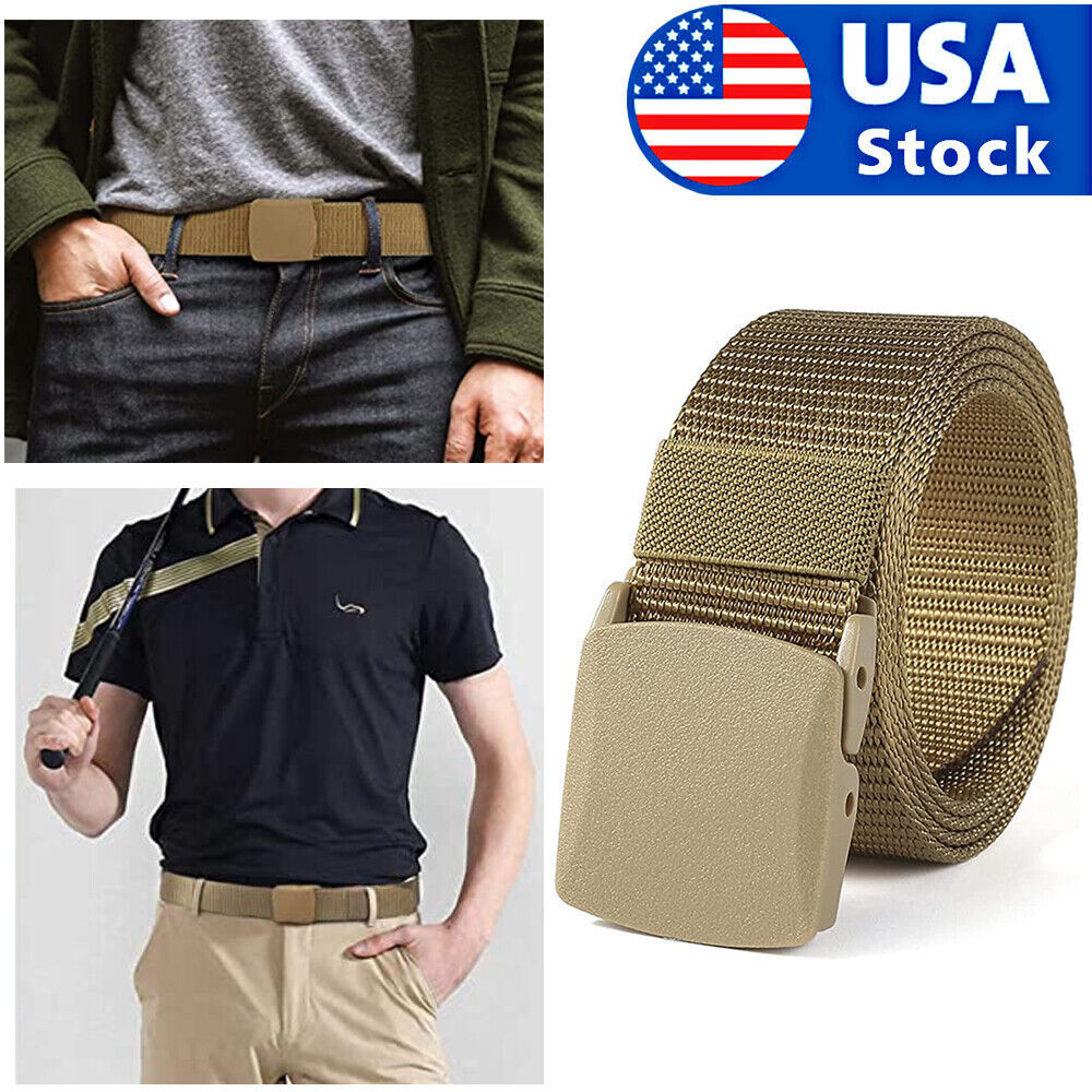 Mens Outdoor Sports Military Tactical Nylon Waistband Canvas Web Belt Adjustable