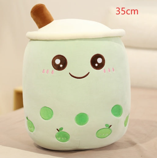 Cute Fruit Drink Plush Stuffed Soft Strawberry Milk Tea Plush Boba Tea Cup Toy Bubble Tea Pillow Cushion Kids Gift